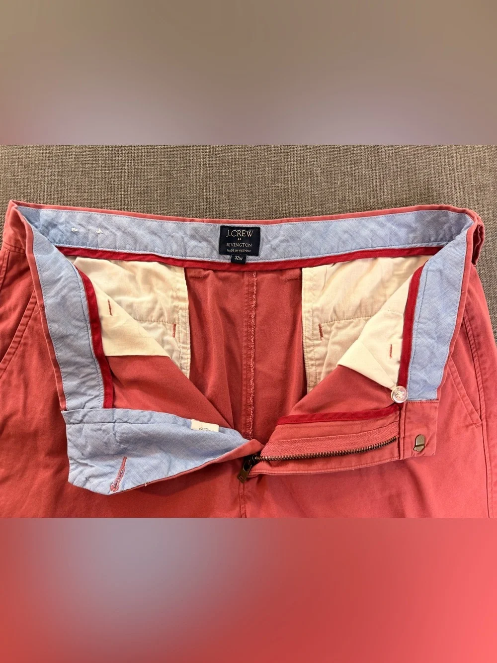 J. Crew Men’s Coral Pink Flat Front Chino Shorts Size 32